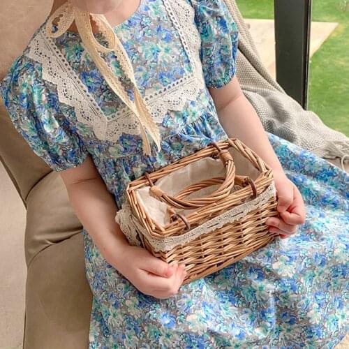 Summer Girls Dress 2021 New Floral Lace Princess Dress England Farmhouse Style Baby KIds ChildrenS Clothing