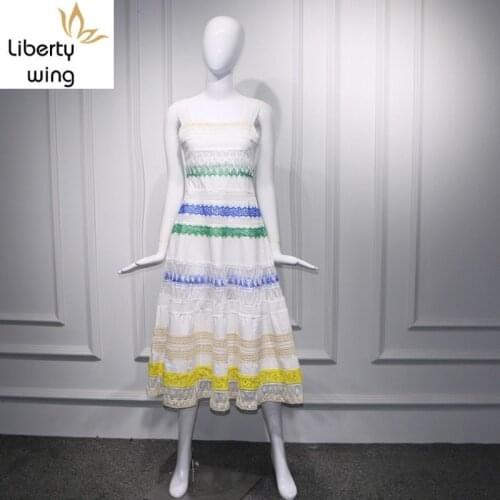 Summer Sexy Sleeveless Spaghetti Strap Boho Midi Dress Women Slash Neck Off Shoulder Striped Long Sundresses Ladies 2020 Fashion