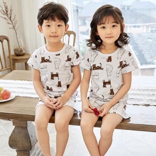 Summer Cotton Pijama Infantil Short-Sleeved Baby Girl Clothes Suit Cartoon Children Clothing Kids Pajamas Toddler Boys Sleepwear