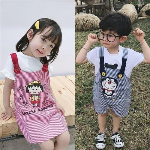 Summer Clothes New Boys and Girls Childrens Clothing Cartoon Stripes Boys and Girls Pants