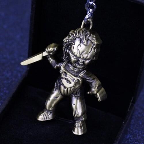Metal Horror-Chucky Toy Pendant Keychain Jewelry Movie Bride Themed Key Chain Keyring Alloy Trinket Gifts Cute Car Key Holder