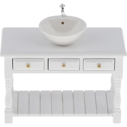 Miniature White Porcelain Dolls Furniture for 1/12 Dollhouse Accessories Decoration