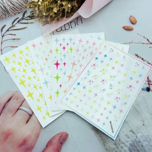 Fashion Hot Selling Japanese Style 3d DIY Nail Stickers Back Glue Adhesive Dry Nail Decals Shinning Stars Nail Art Manicure Girl