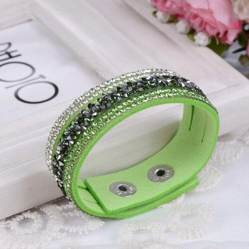 Punk Style Fashion Rhinestone Muti-layers Buckle Bracelet Leather Wrap Wristband Cuff Bracelet Bangle 18 Colors