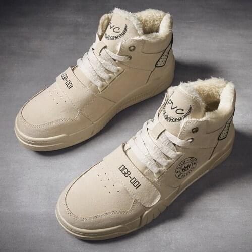 Men‘s Boots Men Keep Warm With Fur Outdoor waterproof Snow Boots Sneakers Travel Short Plush Hiking Shoes YXYT