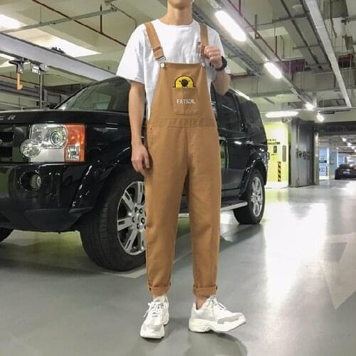 Mens Straight Overalls Pants Fashion Casual Bib Jumpsuits Trousers Male High Streetwear Hip Hop Harem Pant