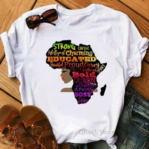 Educated black girl magic t shirt women funny graphic african map printed black lives matter tshirt summer tops female t-shirt