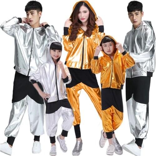 Hip-hop clothing childrens and mens modern jazz dance adult loose long-sleeved students hip-hop performance dance clothing