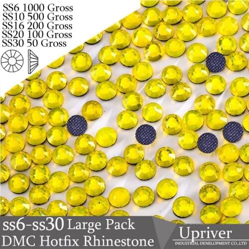 Upriver Wholesale Large Pack Bulk Packing Shiny Glass SS6 SS10 SS16 SS20 SS30 Citrine Hotfix Rhinestones