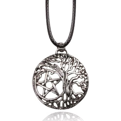 New Supernatural Pentacle Pentagram Yggdrasil Tree Of Life Pendants Necklaces Witch Protection Star Amul Men Women Necklace