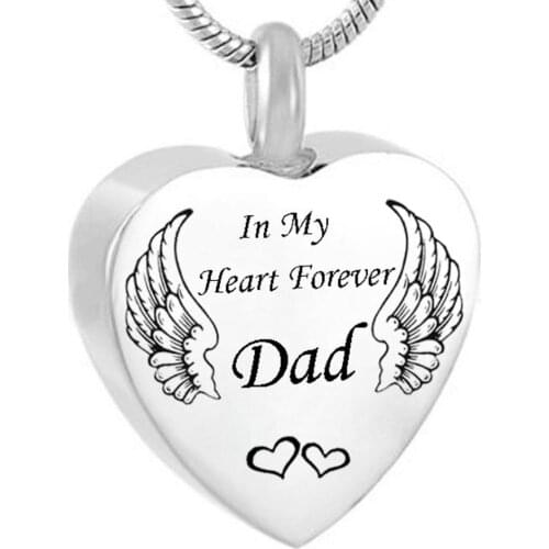 In My heart Forever dad and mom Cremation Urn Necklace for Ashes Heart-shaped pendant Urn Ashes Keepsake Memorial Pendant