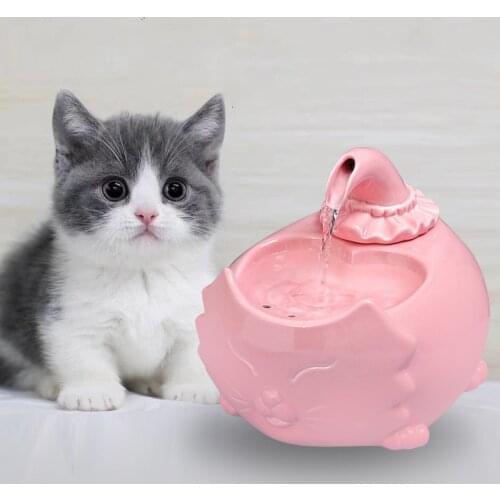 Drinker for Cats Ceramic Pet Cats Fountain Indoor Decor Animal Dogs Drinking Automatic Dog Water Bowl Cat Accessories USB Kitten