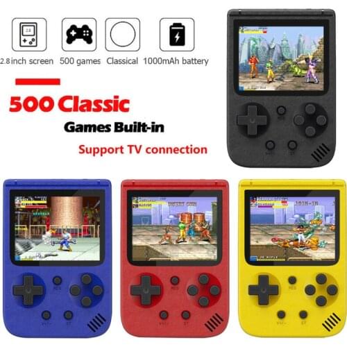 Retro Portable Mini Handheld Video Game Console 8-Bit 2.8 Inch Color LCD Kids Color Game Player Built-in 500 Classic Games Gift
