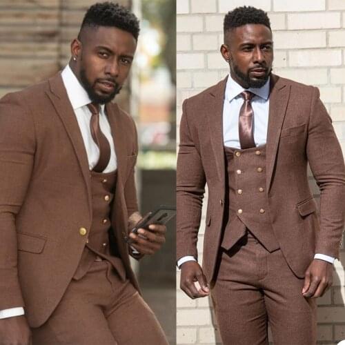 Plus Size Customized Wedding Tuxedos Slim Fit One Button Jacket Pants Suits Business Party Prom Blazer 3 Pieces