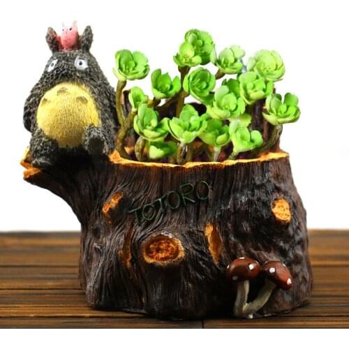 Nordic Creativity Totoro Stump Resin Crafts Flower Pots Home Decoration Living Room Bedroom Desktop Succulent Potted Ornaments