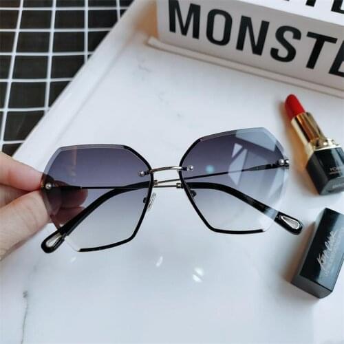 New Fashion Rimless Sunglasses For Women Unique Lens designer High Quality Sun glasses Female Metal Gradient Shades UV400