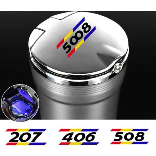 Car LED ashtray cigarette trash can For Peugeot 206 307 308 207 3008 208 508 2008 301 408 607 4008 5008 Car ashtray Accessories
