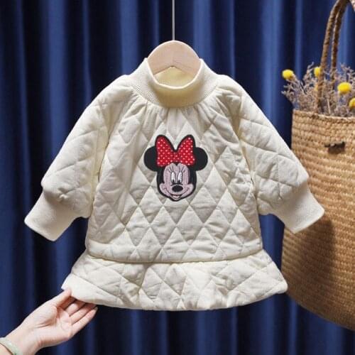 Disney princes Long sleeve Disney Minnie cartoon baby Keep warm skirt coat girl autumn and winter top dresse jacket