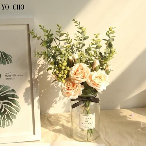 YO CHO Newest INS Style Artificial Eucylaptus Flower Bouquets Artificial Flower Bouquets for Wedding Hotel Home Art Hall