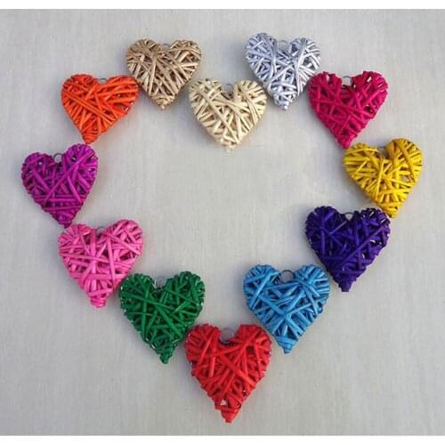 10pcs 10cm Colorful Artificial Willow Knitting Hearts For Wedding Party Home Office Hotel Hanging Decoration