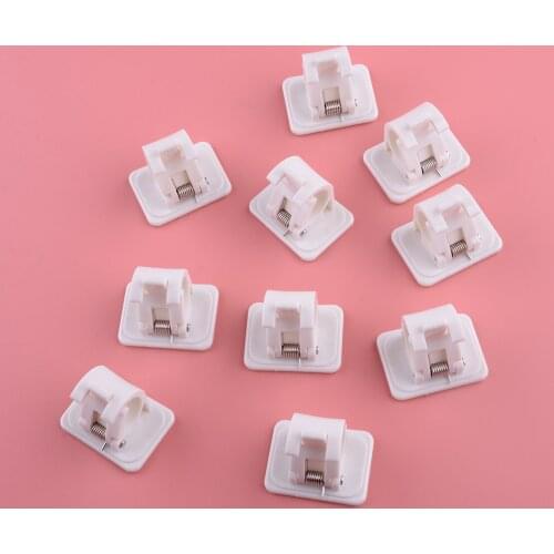 10Pcs ABS Self-stick Curtain Wall Hanging Rod Holder Clip Hook Bracket White Fit For Bathroom Kitchen Bookshelf Furniture