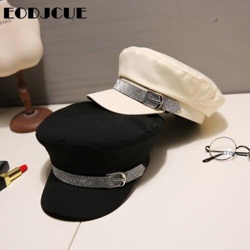 2019 Fashion Womens Hat Flat top Military Hat Spring Autumn Sailor Hat For Women Octagonal Cap Young Student Hat Female