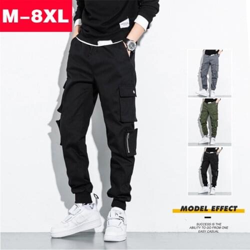 2021 New Overalls Mens Loose Plus Fat Plus Size Beam Pants Fat Multi-pocket Casual Pants Street Wear 8XL Joggers Work Clothes