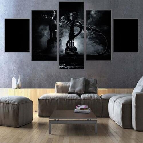 5 canvas posters and prints black and white smoking hookah hookah bowl pictures printed on canvas as room decoration frame