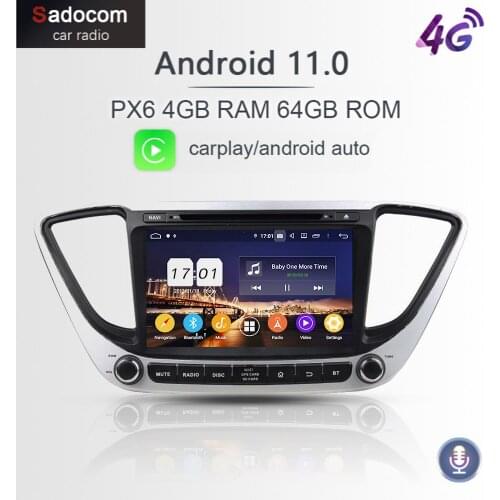 720P PX6 8" DSP IPS Android 10.0 8Core 4GB RAM Car DVD Player GPS Map RDS autoradio car radio hand-free For Hyundai Verna 2017