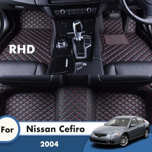 RHD Car Floor Mats Custom For Nissan Cefiro 2004 Auto Interiors Accessories Styling Leather Front & Rear Side Foot Pads Carpets
