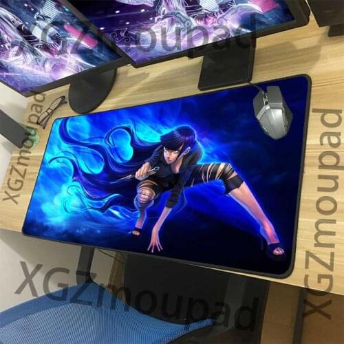 XGZ Large Gaming Mouse Pad Black Lock Edge Naruto Hinata HD Computer Keyboard Desk Mat Speed Comfortable Natural Rubber Non-slip