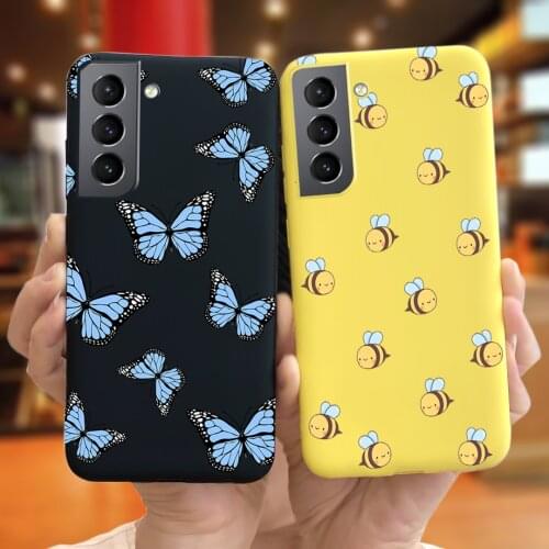 Silicone Phone Case For Samsung Galaxy S21 Plus S21 5G S30 Bee Butterfly Coque For Samsung S 21 S21+ plus Protective Fundas