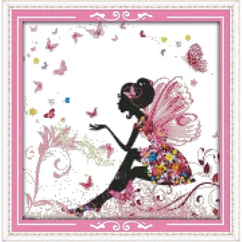 Flower pretty woman(3)cross stitch kit cartoon 14ct 11ct count print canvas stitching embroidery DIY handmade needlework
