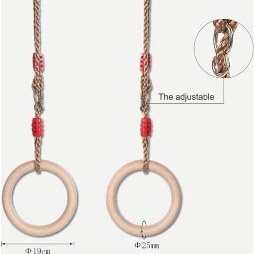 Kids Wooden Swing Rings Playground Hanging Rings Ninja Climbing Children Rings Outdoor Mountain Climbing Gymnastic Colorful Ring