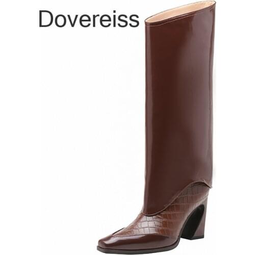 Dovereiss Fashion Womens shoes Winter Zipper Sexy White Boots Strange Style Heels Knee High Boots Slip On 33 40 41 42 43