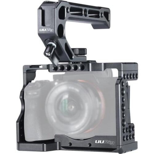 C-A73 Metal Camera Cage Rig for Sony A7III A7R3 A7M3 Cold Shoe Mount Arca-Style Quick Release Mount with Top Handle Grip