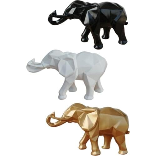 Geometric Origami Elephant Desktop Ornament Creative Resin Statue Decor for Home Indoor Creative Desktop Decoration Art