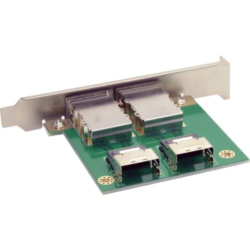 Jimier Dual Ports Mini SAS SFF-8088 to SAS 36 Pin SFF-8087 PCBA Female Adapter with PCI Bracket