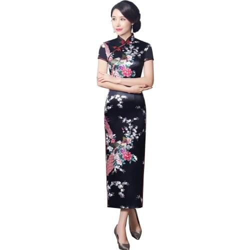 Shanghai Story Faux Silk Qipao Long Chinese Dress vintage chinese style dress Chinese Oriental dress Vintage cheongsam