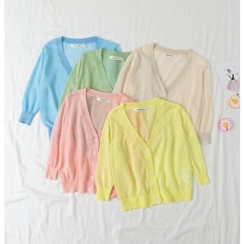 2020 Summer Baby Girls Boys Sun Protection Sweater Toddler Boy Cardigan Little Girls Thin Breathable Coat Kids Knitted Outerwear