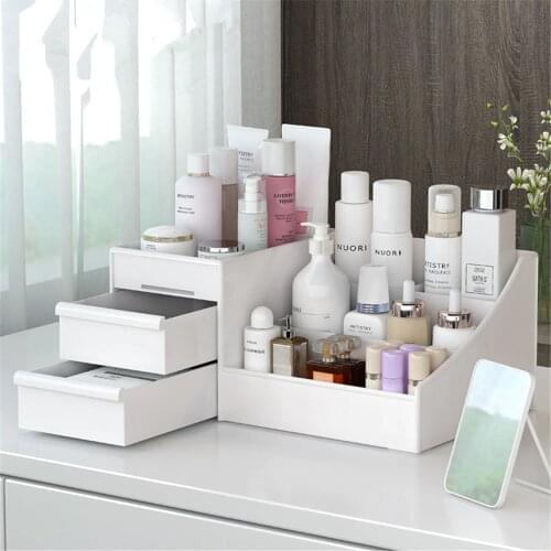 Cosmetic Storage Box Dormitory Organizing Box Skincare Case Desktop Dresser Facemask Lipstick Shelf Plastic Makeup Drawer Box