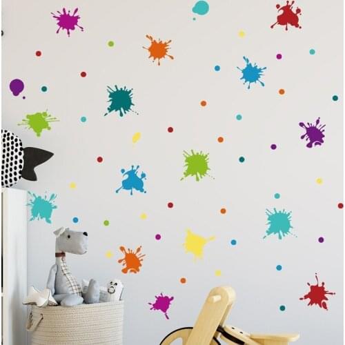 Creative Paint Splash Wall Stickers for boy girl Kids Room Decor Aesthetic Art Vinyl Wallstickers DIY Nursery Childern Bedroom