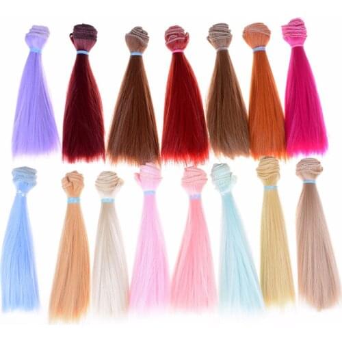 Multi-colors 15 cm Long Doll Hair High-temperature Material Natural Color Thick BJD Straight Hair Wigs Doll Accessories Newest