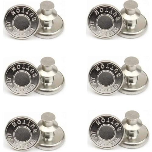Jackets Bags Button Metal Round Clothing Assisted DIY Apparel Replacement 12PCS Adjustable Detachable Sewing Sliver Jean Buttons