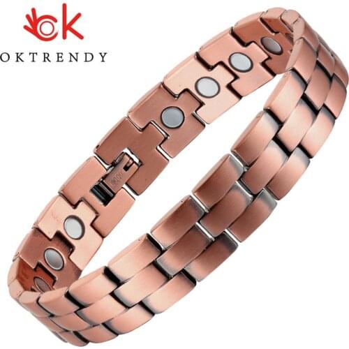 Magnetic Bracelet Pure Copper Wrist Band Magnetic Bangle Male Chain Therapy Arthritis Healing Energy Copper Bracelets for Men