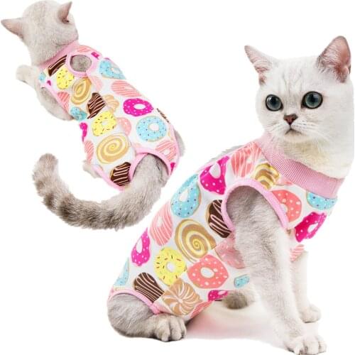 Sweet Pet Clothes for Cats Spring Summer Pet Cat Accessories Anti-licking Sterilization Suit Surgery After Recovery Pet Care