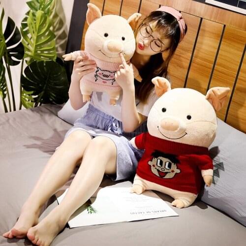 Cute sweater pig change clothes doll plush toy stuffed high quality toy funny birthday gift for kids