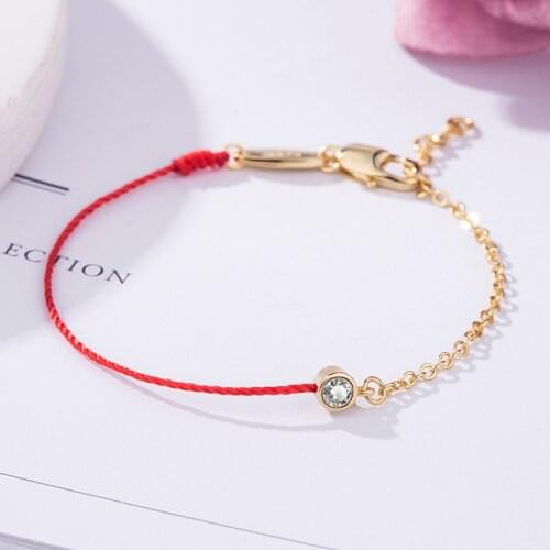 Moontory Silver Plated CZ Zircon Red Thread Bracelet Half Red Thread Half Rope Bracelet Womens Jewelry Charm Womens Bracelet