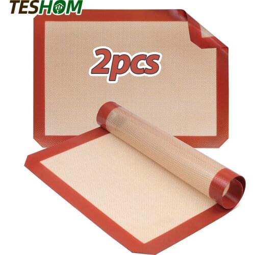 Silicone Baking Mats Set of 2, Non-Stick - Half Sheet Professional Food Safe Grade For Oven Sheet Liner Bread Cookie Making