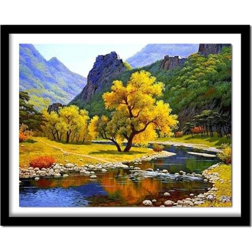 NEW 3D DIY Diamond Painting Cross Stitch Autumn Landscape Crystal Needlework Diamond Embroidery Full Diamond Decorative BJ445